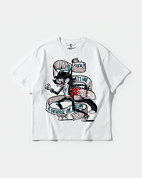 Camiseta Skater Cat Big Front Oversize Basic Blanco