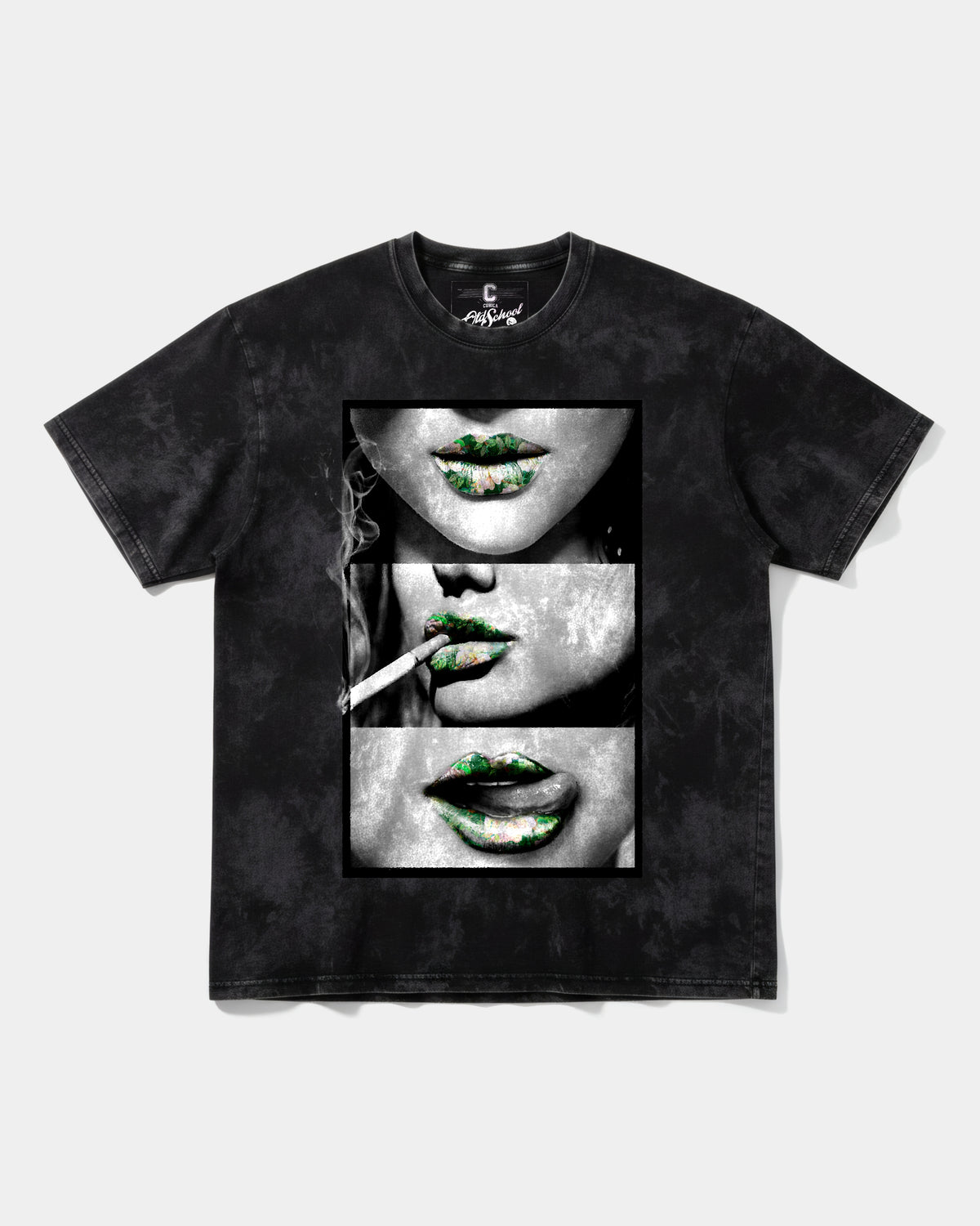 Green Kisses Big Front Oversize Acid T-shirt