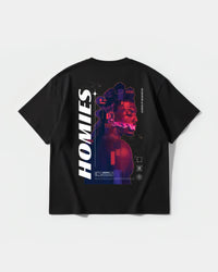 Camiseta Homies White Big Back Oversize Basic Negro