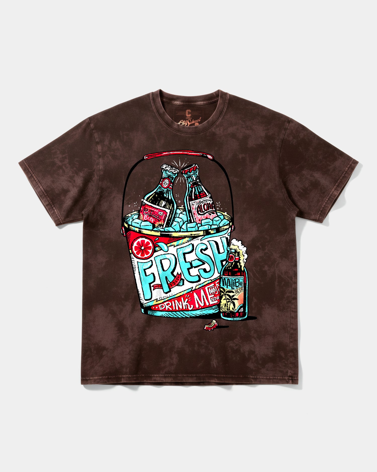 Camiseta Fresh Drink Big Front Oversize Acid Marron