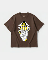 Camiseta Iluminati Hand Big Front Oversize Basic Marron