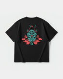 Camiseta Oso Con Gorro Big Back Oversize Basic Negro