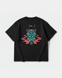 Camiseta Oso Con Gorro Big Back Oversize Basic Negro
