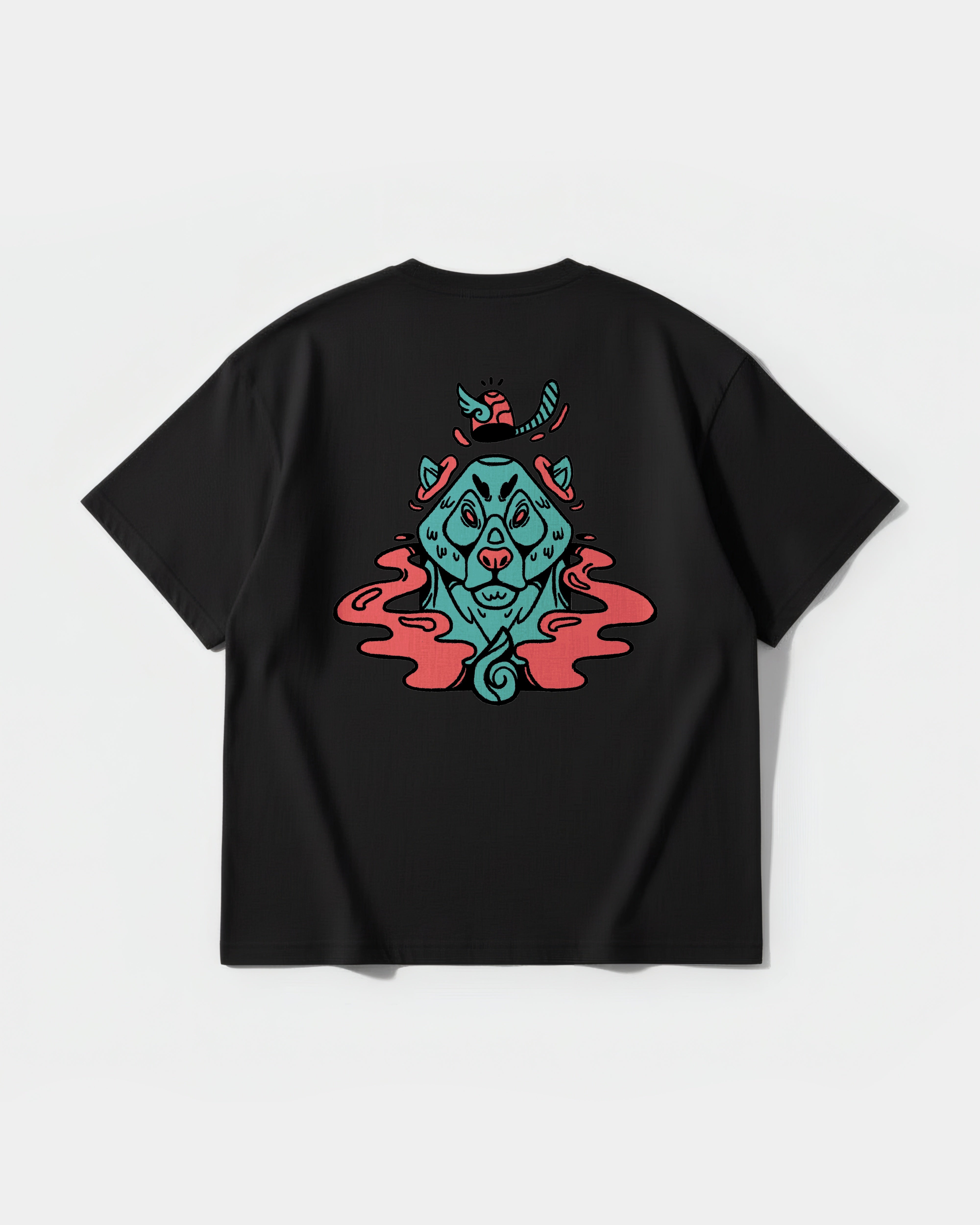 Camiseta Oso Con Gorra Big Back Oversize Basic