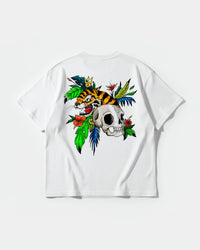 Camiseta Tiger Skull Big Back Oversize Basic Blanco