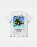 Camiseta Ocean Is Calling Big Back Regular Basic Blanco