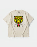 Camiseta Leopard Big Front Oversize Basic Beige
