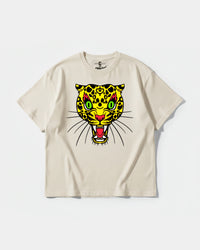 Camiseta Leopard Big Front Oversize Basic Beige
