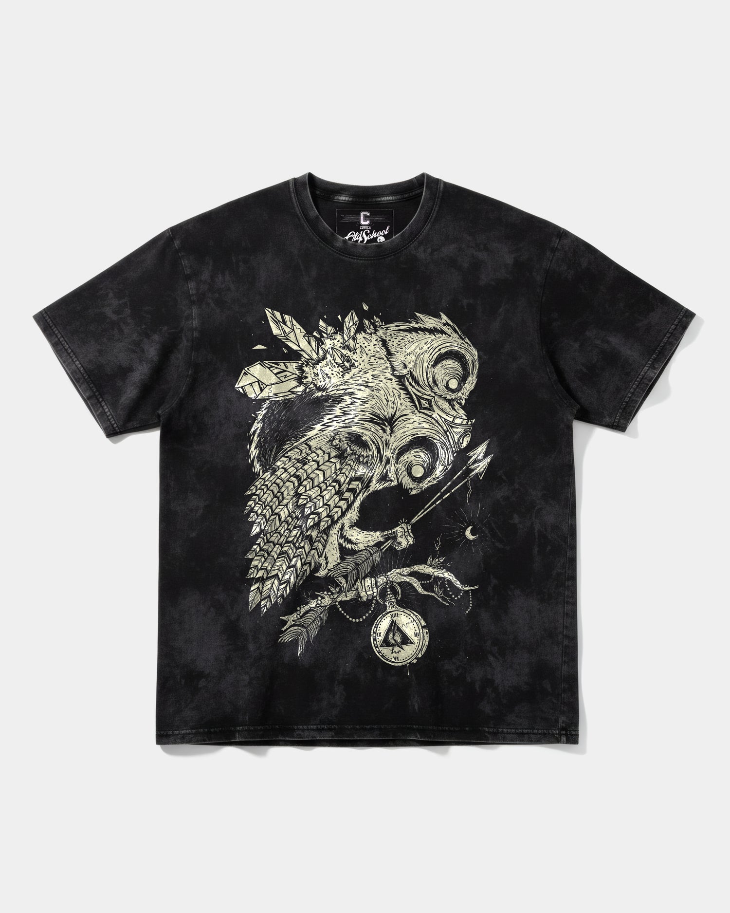 Camiseta Magic Owl Big Front Oversize Acid Negro