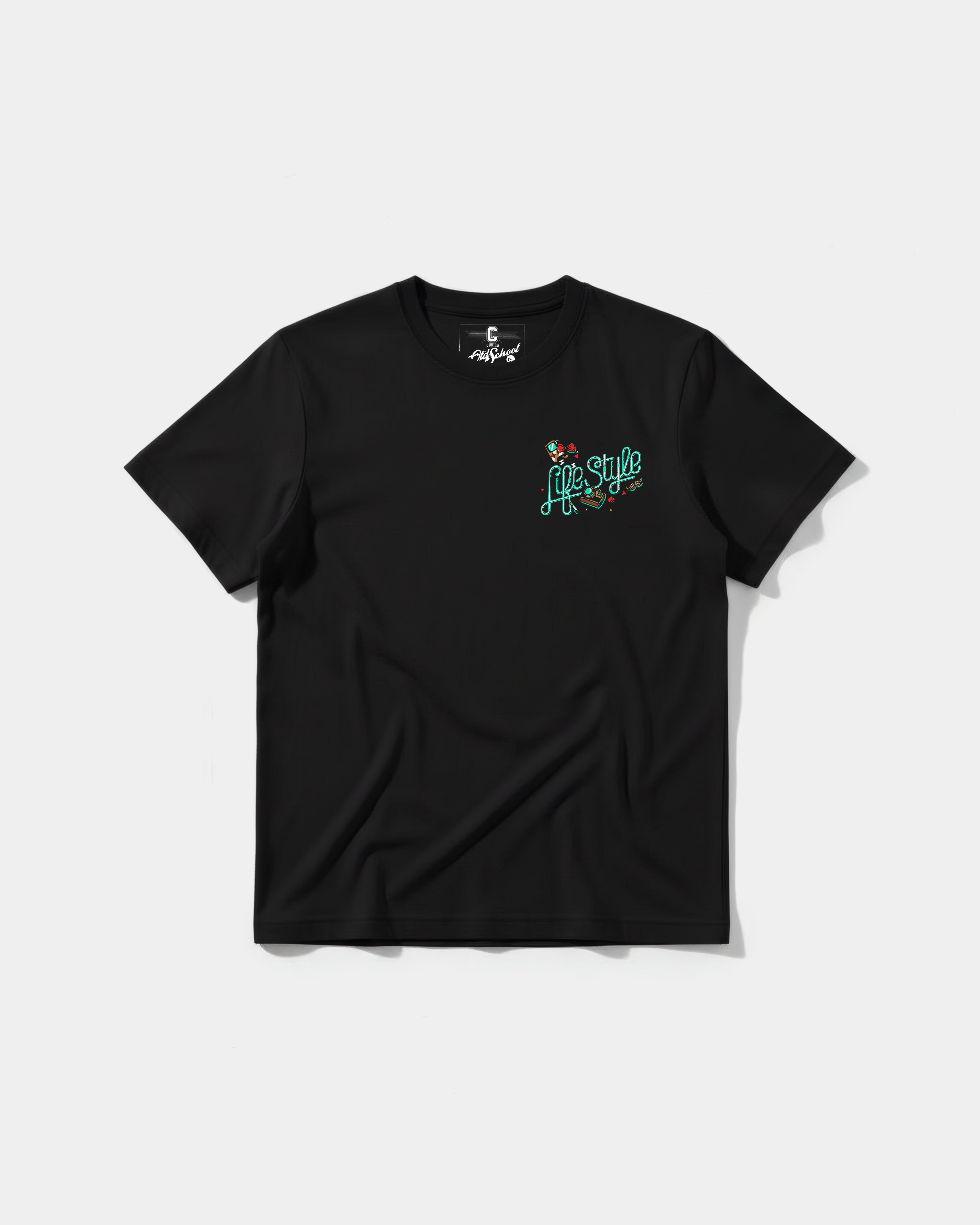 Camiseta Hipster Bear Pocket Front Regular Basic Negro