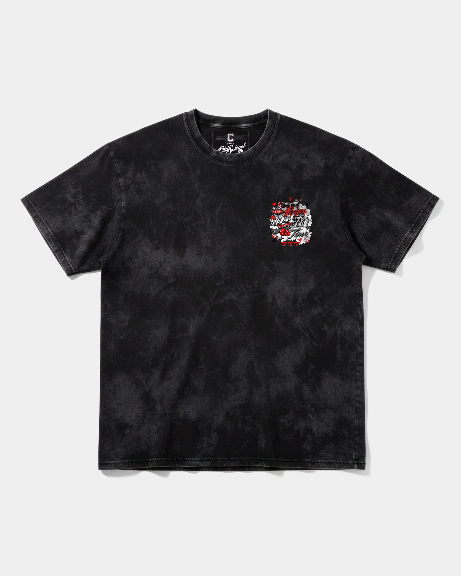 Camiseta Wasting Time 777 Big Front Oversize Acid Negro