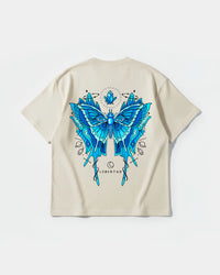 Camiseta Libertad Mariposa White Pocket Front Oversize Basic Beige