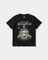 Camiseta Hold The Helm Big Front Regular Basic Negro