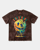 Camiseta Siempre Sonrie Big Front Oversize Acid Marron