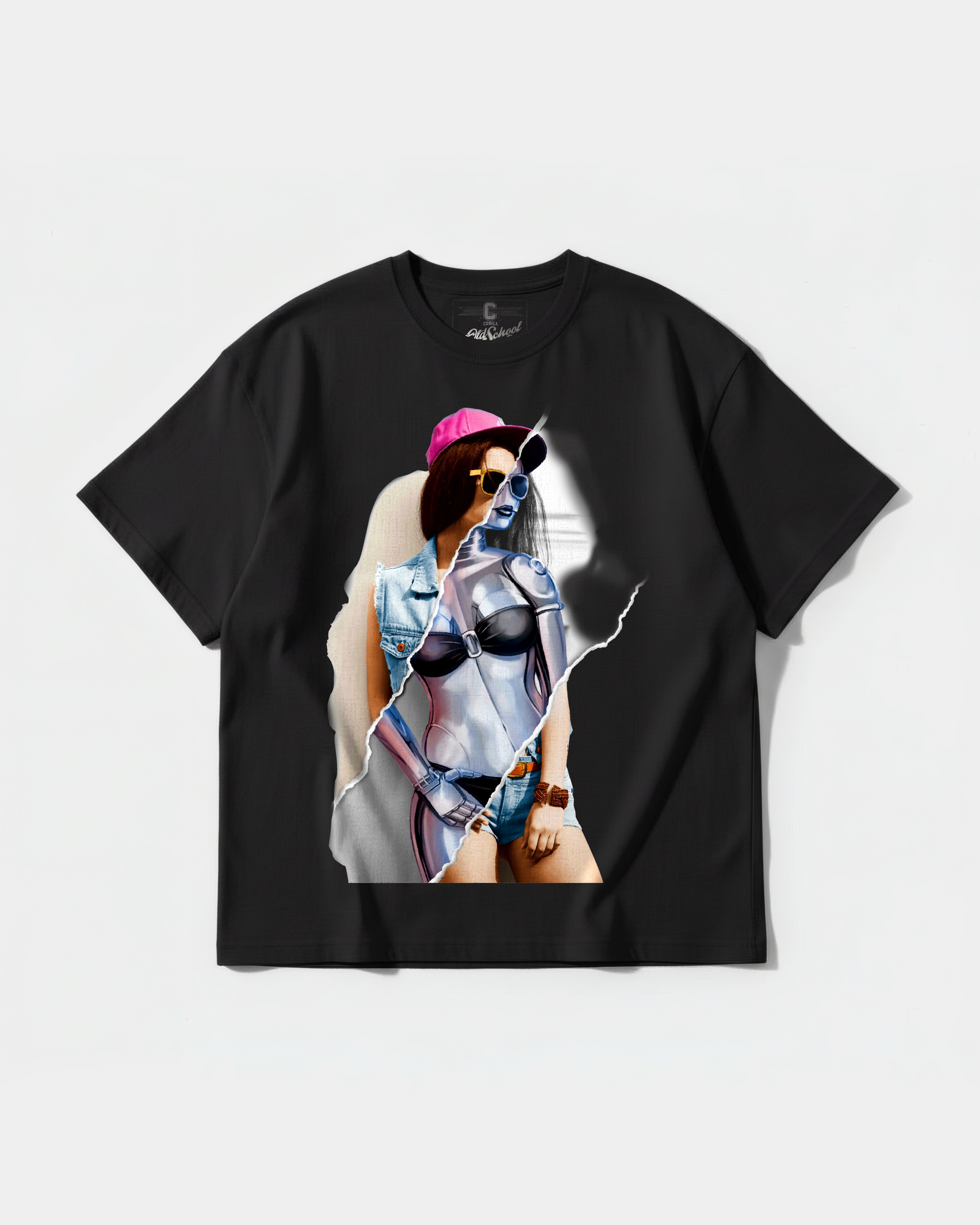 Camiseta Robot Girl Big Front Oversize Basic