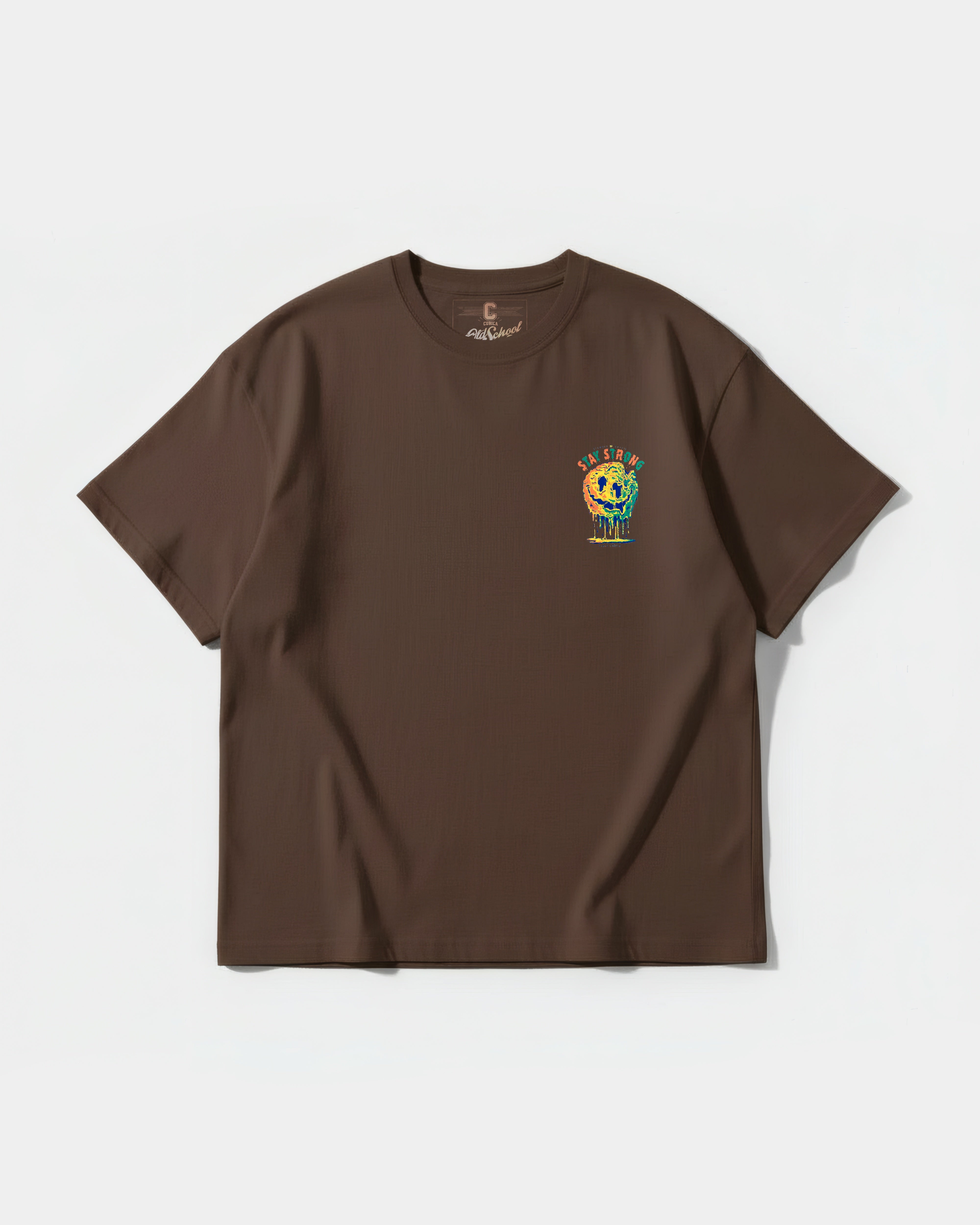Camiseta Siempre Sonrie Big Front Oversize Basic Marron
