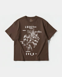 Camiseta Lucky Big Front Oversize Basic Marron