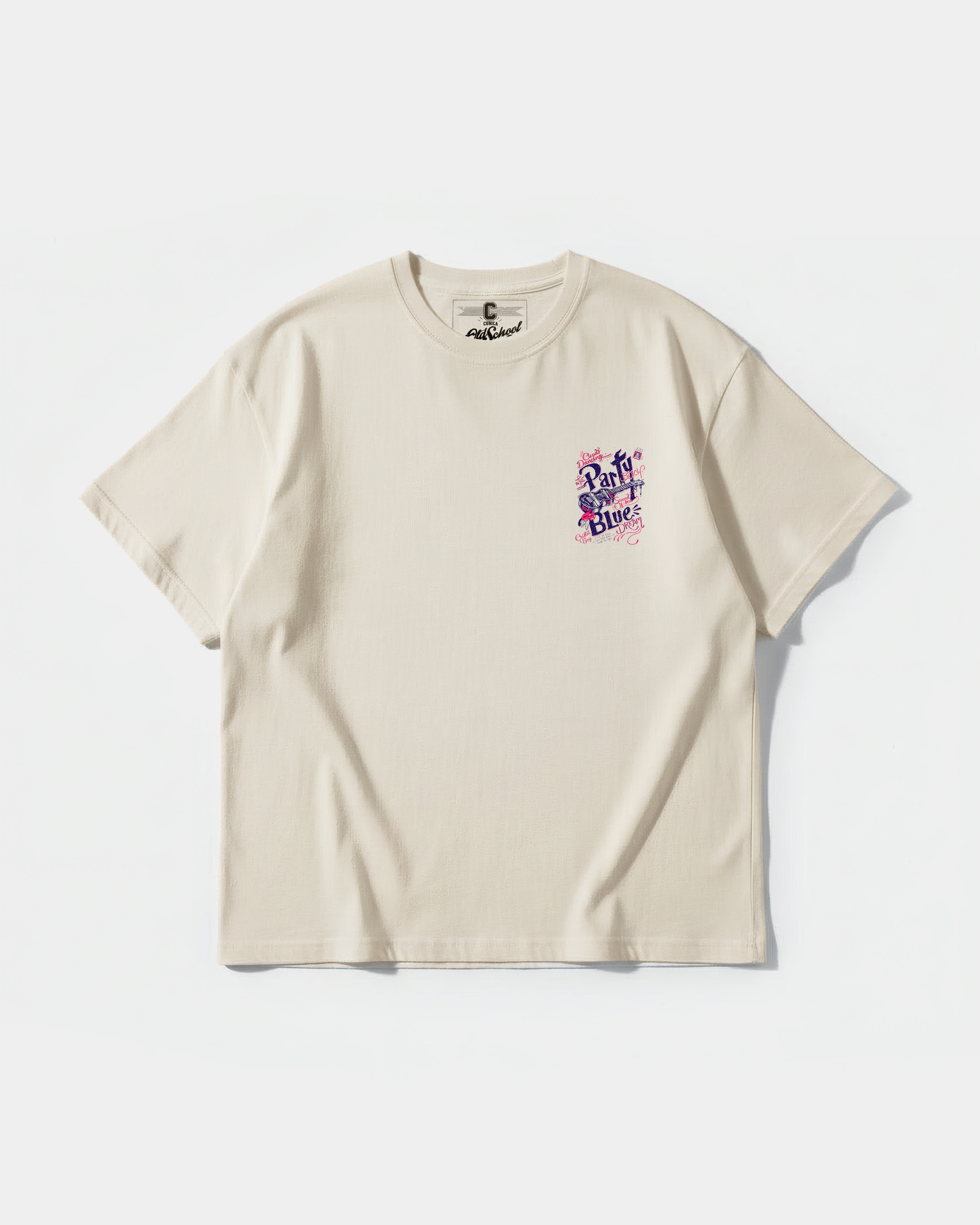 Camiseta Party Beach Pocket Front Oversize Basic Beige