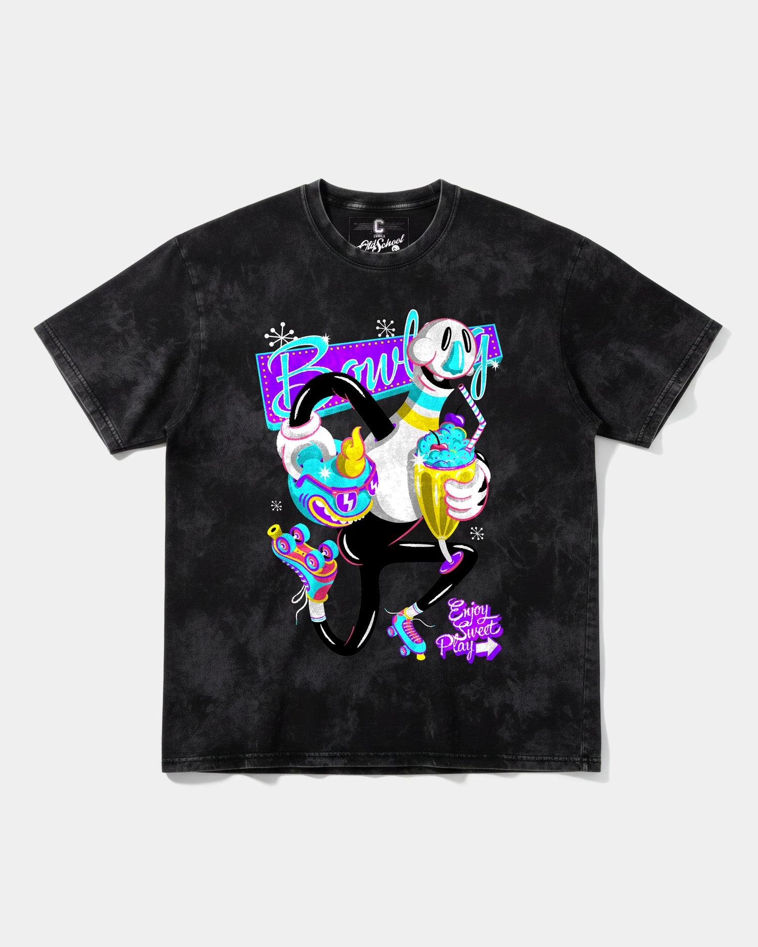 Camiseta Enjoy Sweet Play Big Front Oversize Acid Negro