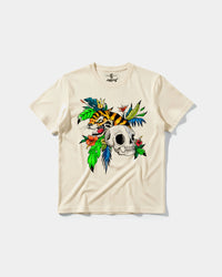 Camiseta Tiger Skull Big Front Regular Basic Beige