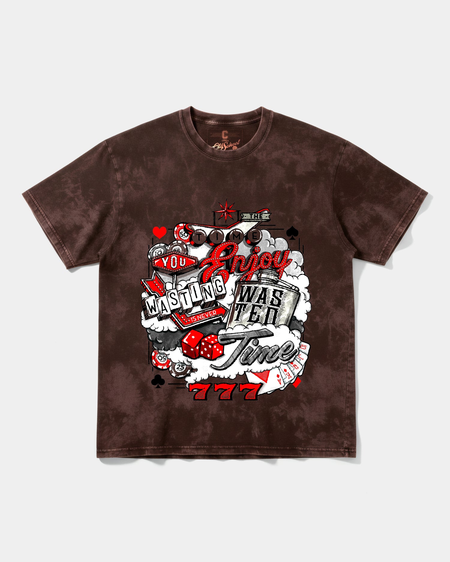 Camiseta Wasting Time 777 Big Front Oversize Acid Marron