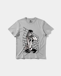 Camiseta Sexy Cat Big Front Regular Basic Gris