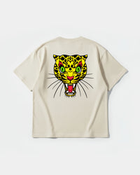 Camiseta Leopard Big Back Oversize Basic Beige