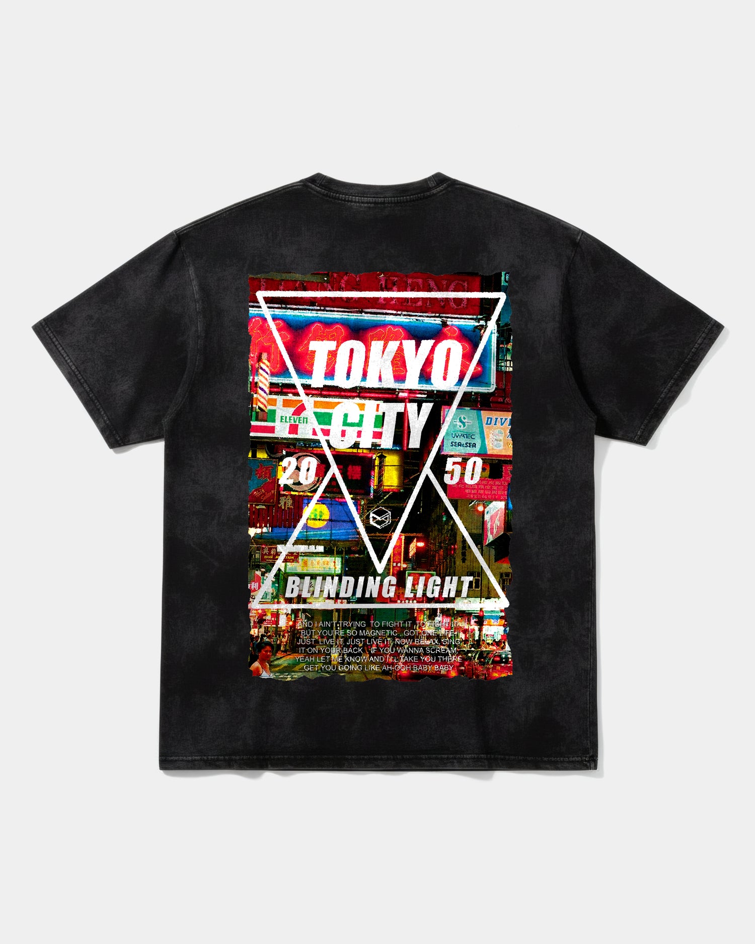 Camiseta Tokyo 2050 Big Back Oversize Acid Negro