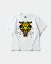 Camiseta Leopard Big Front Oversize Basic Blanco