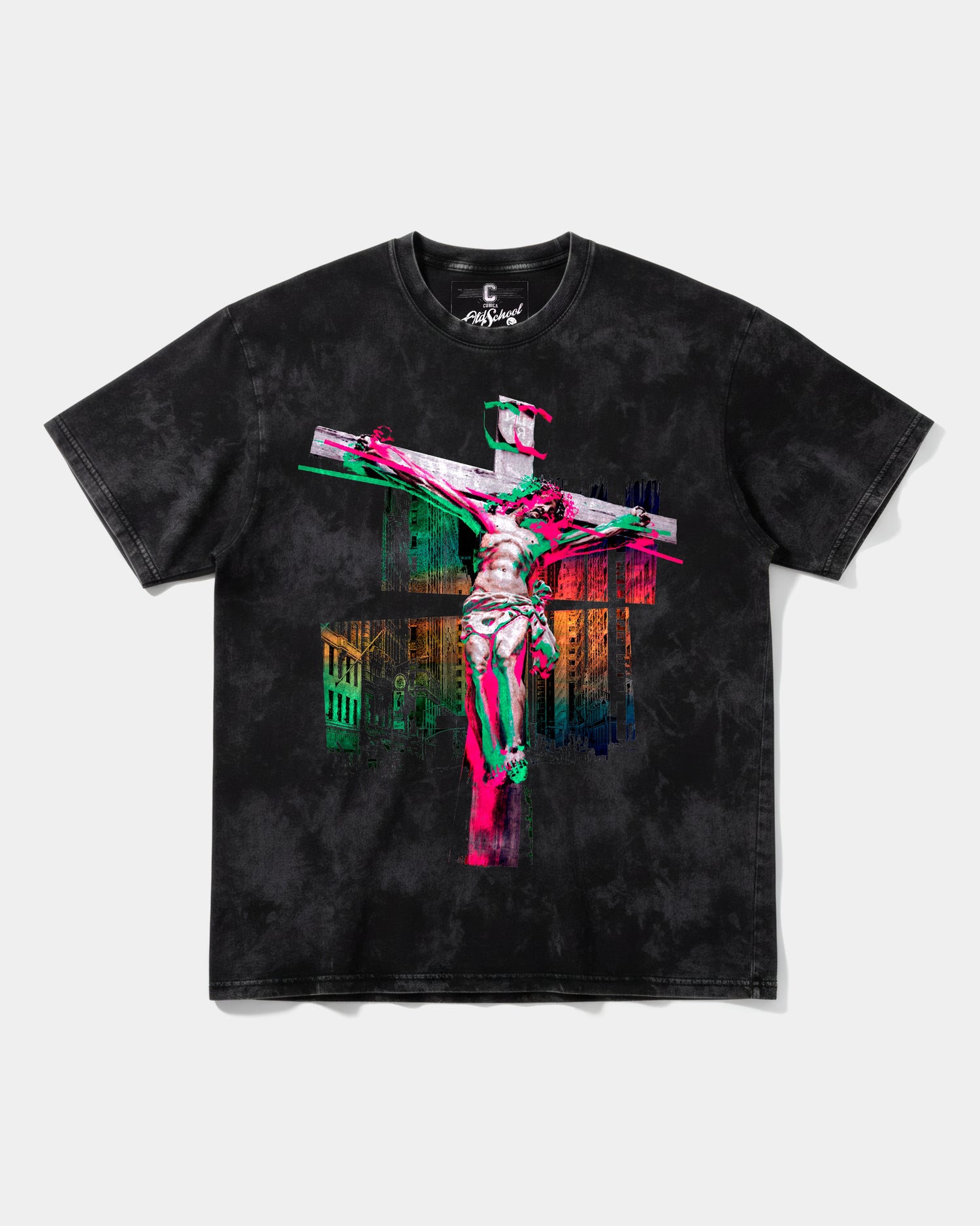 Camiseta Cristo Big Front Oversize Acid Negro
