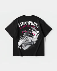 Camiseta Steampunk Retrofuturistic Big Back Oversize Basic Negro