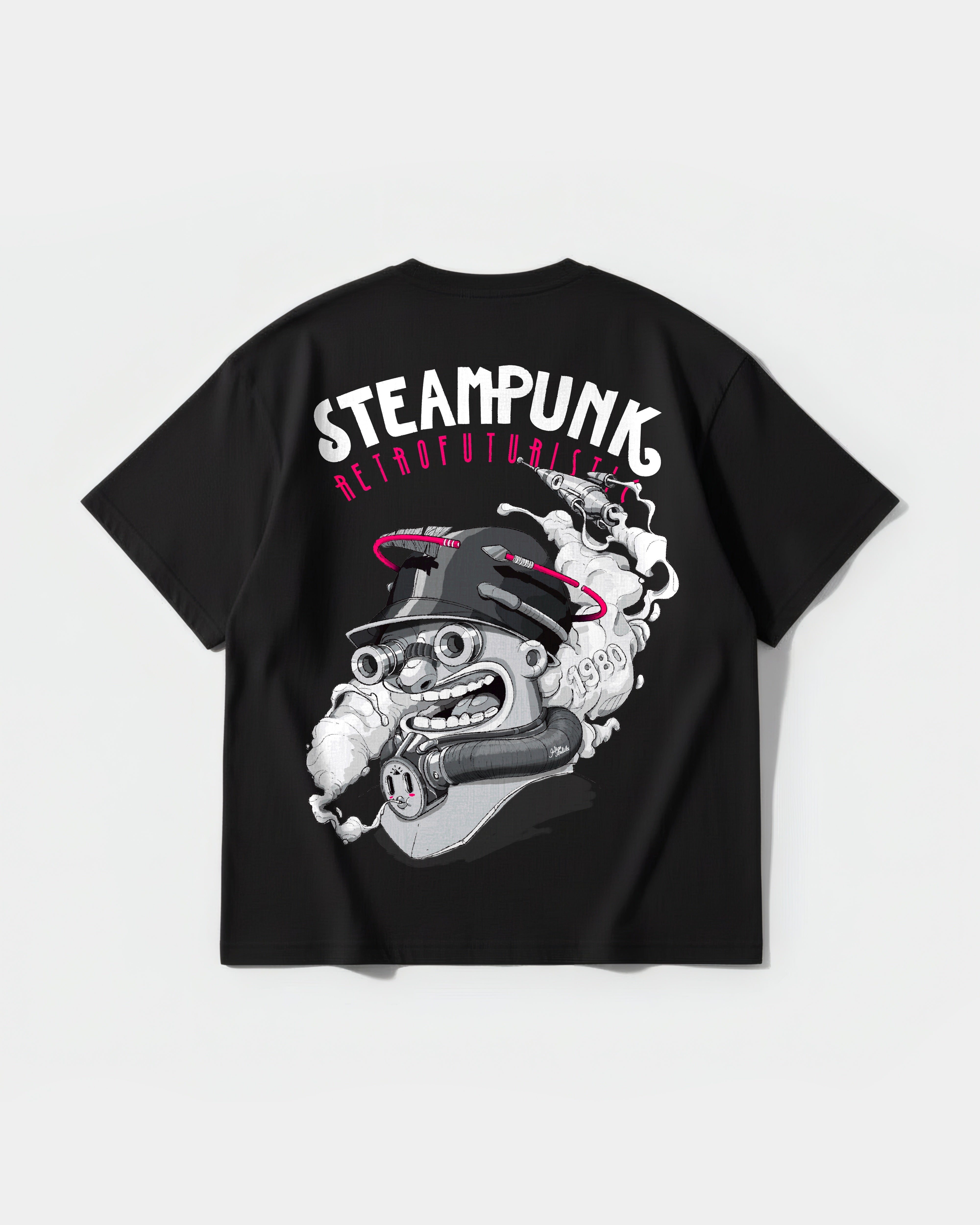 Camiseta Steampunk Retrofuturistic Big Back Oversize Basic