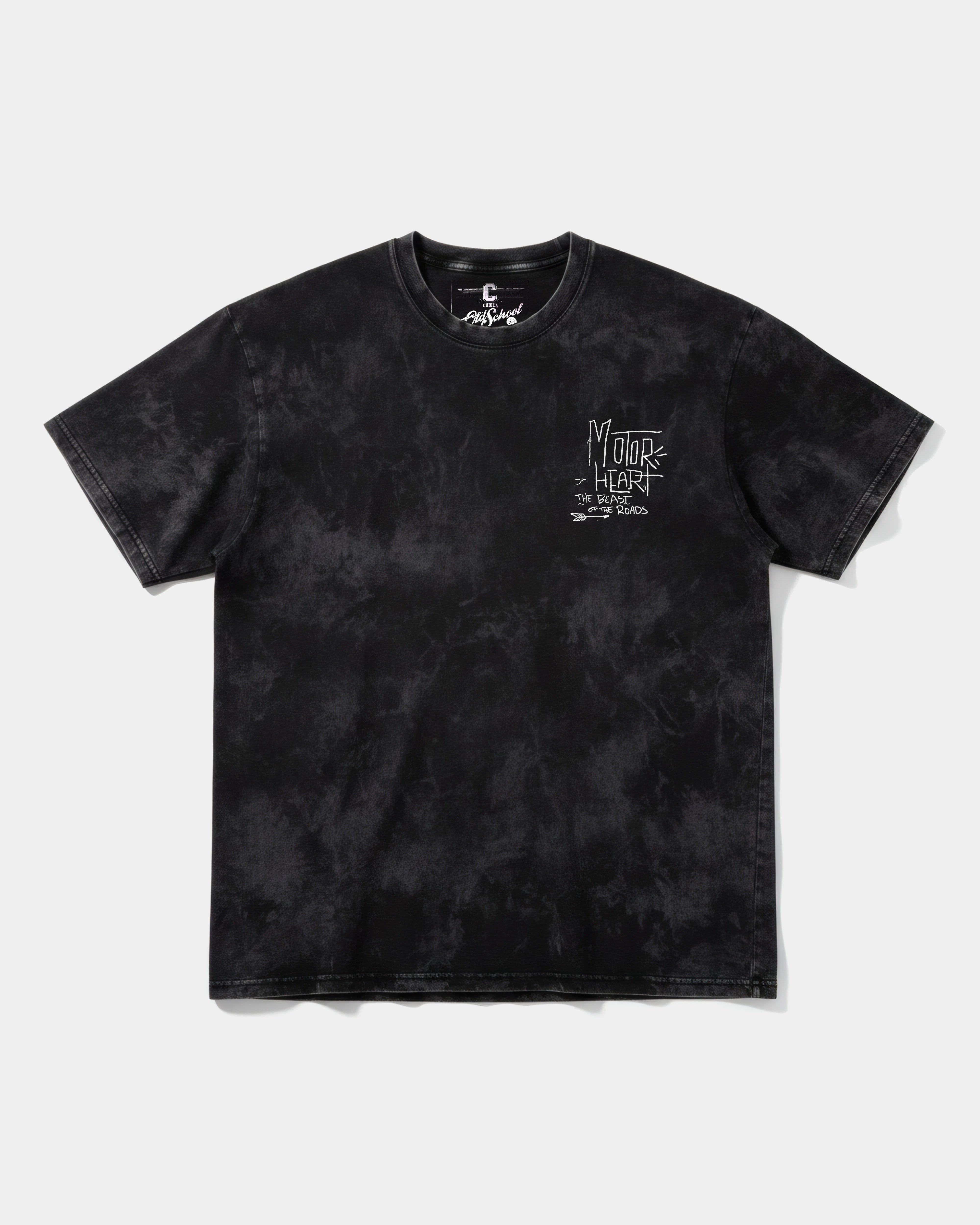 Camiseta Motor Heart White Pocket Front Oversize Acid Negro