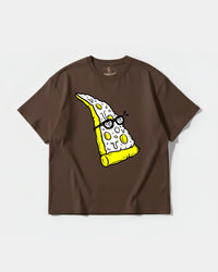 Camiseta Pizza Geek Big Front Oversize Basic Marron