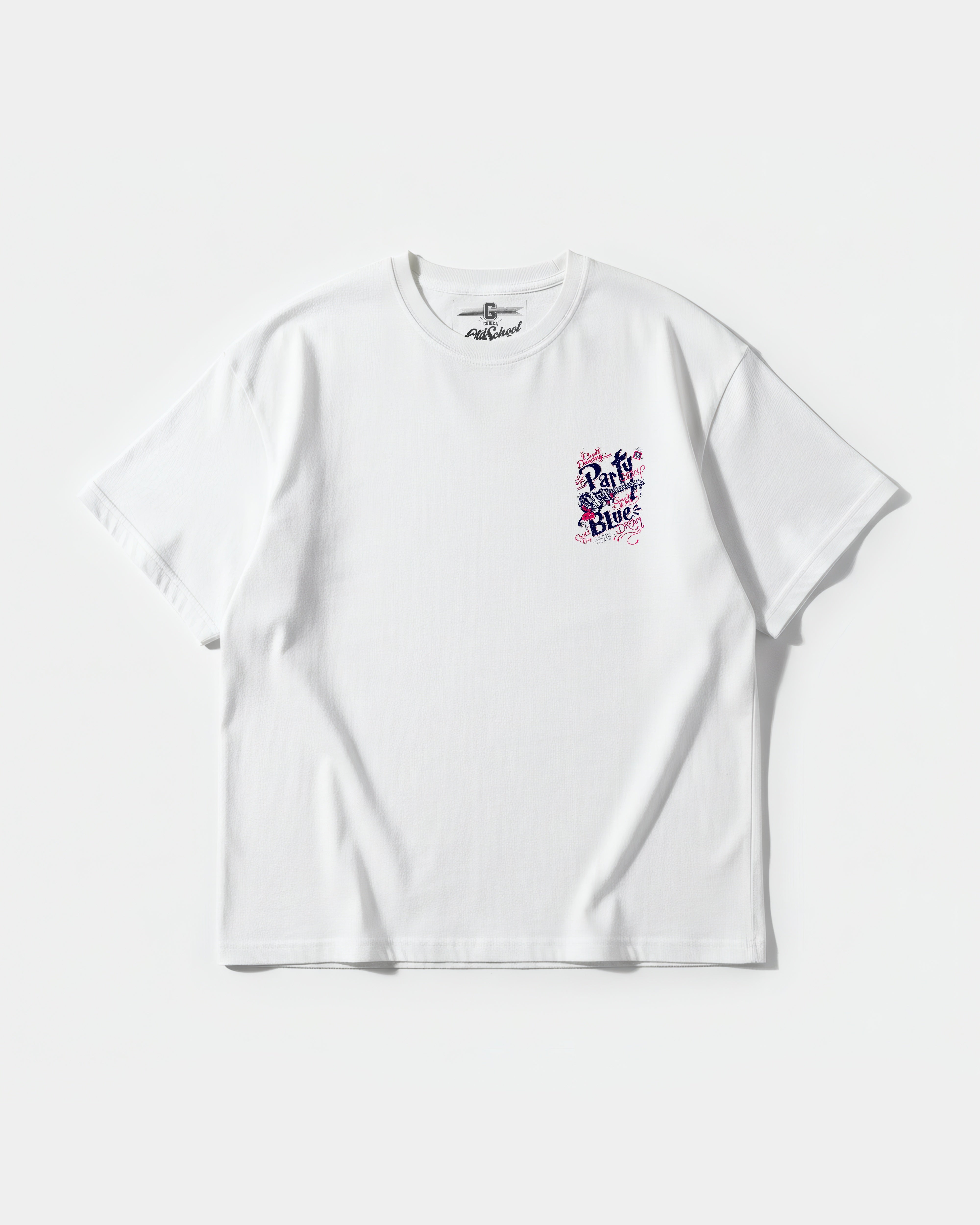 Camiseta Party Beach Pocket Front Oversize Basic Blanco
