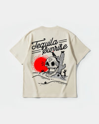 Camiseta Tequila Sunrise Pocket Front Oversize Basic Beige