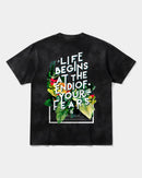 Camiseta Life Begins Big Back Oversize Acid Negro