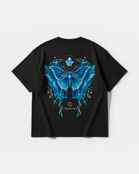 Camiseta Libertad Mariposa White Pocket Front Oversize Basic Negro