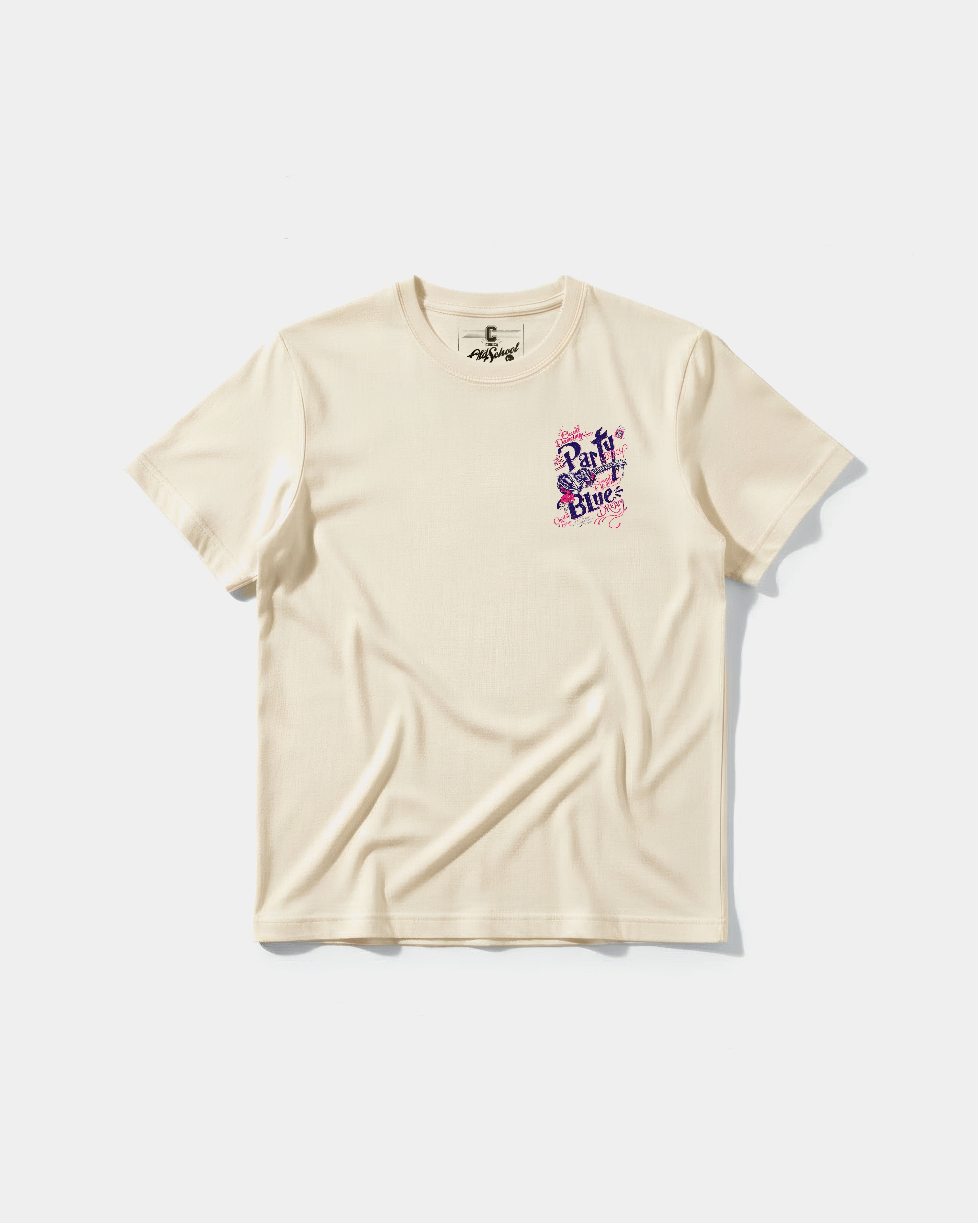 Camiseta Party Beach Pocket Front Regular Basic Beige