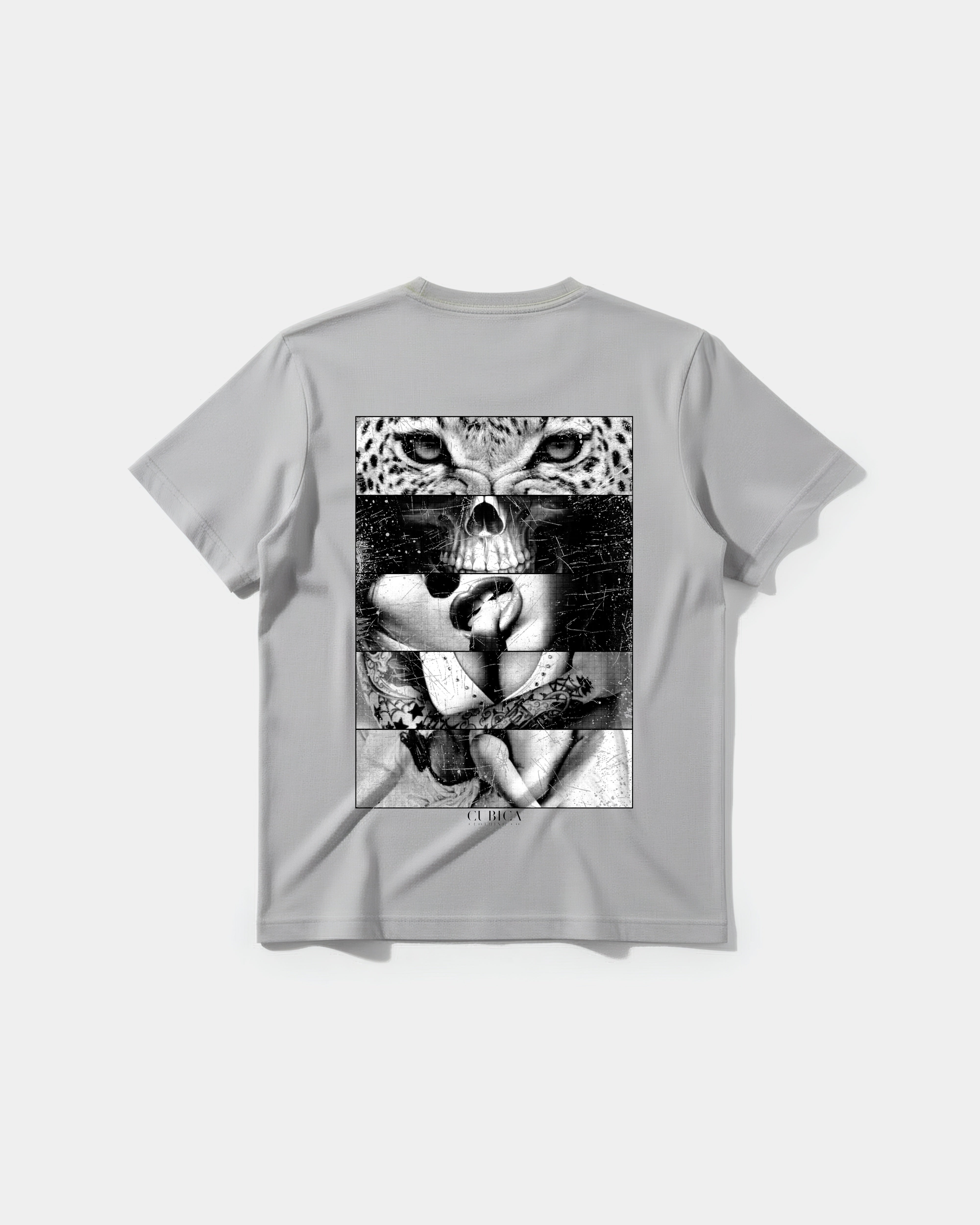 Camiseta Panter Skull Big Back Regular Basic Gris