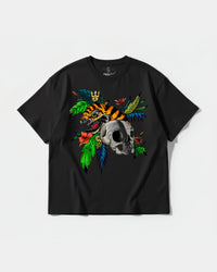 Camiseta Tiger Skull Big Front Oversize Basic Negro