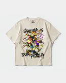 Camiseta Where Our Pizza Big Front Oversize Basic Beige
