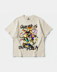 Camiseta Where Our Pizza Big Front Oversize Basic Beige