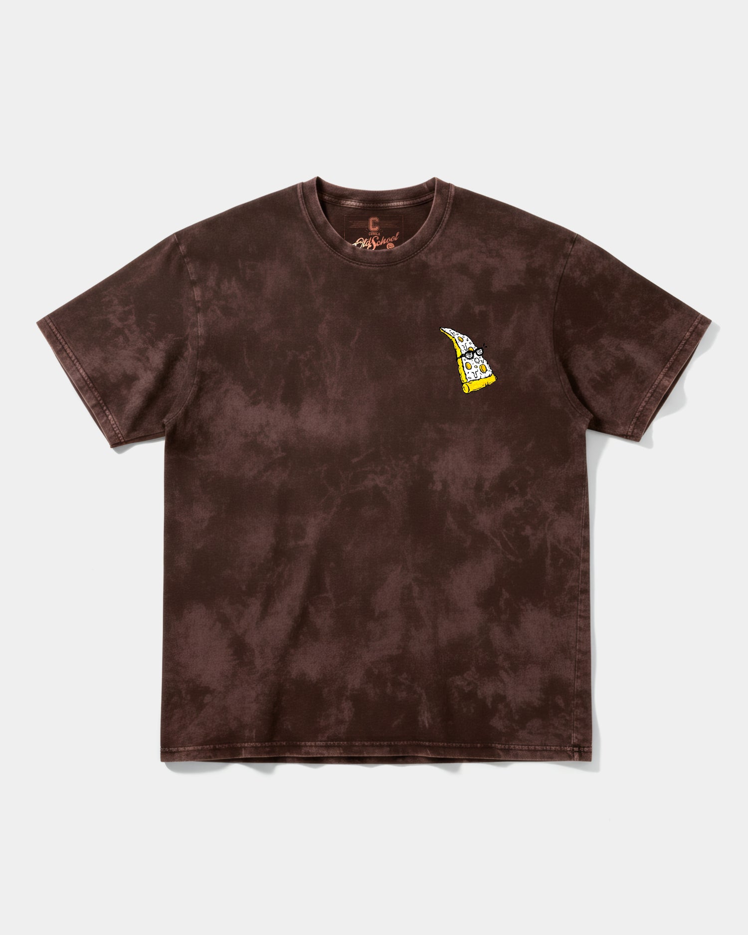 Camiseta Pizza Geek Pocket Front Oversize Acid Marron