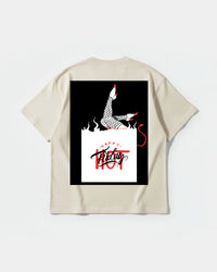 Camiseta Hot Friday White Big Back Oversize Basic Beige
