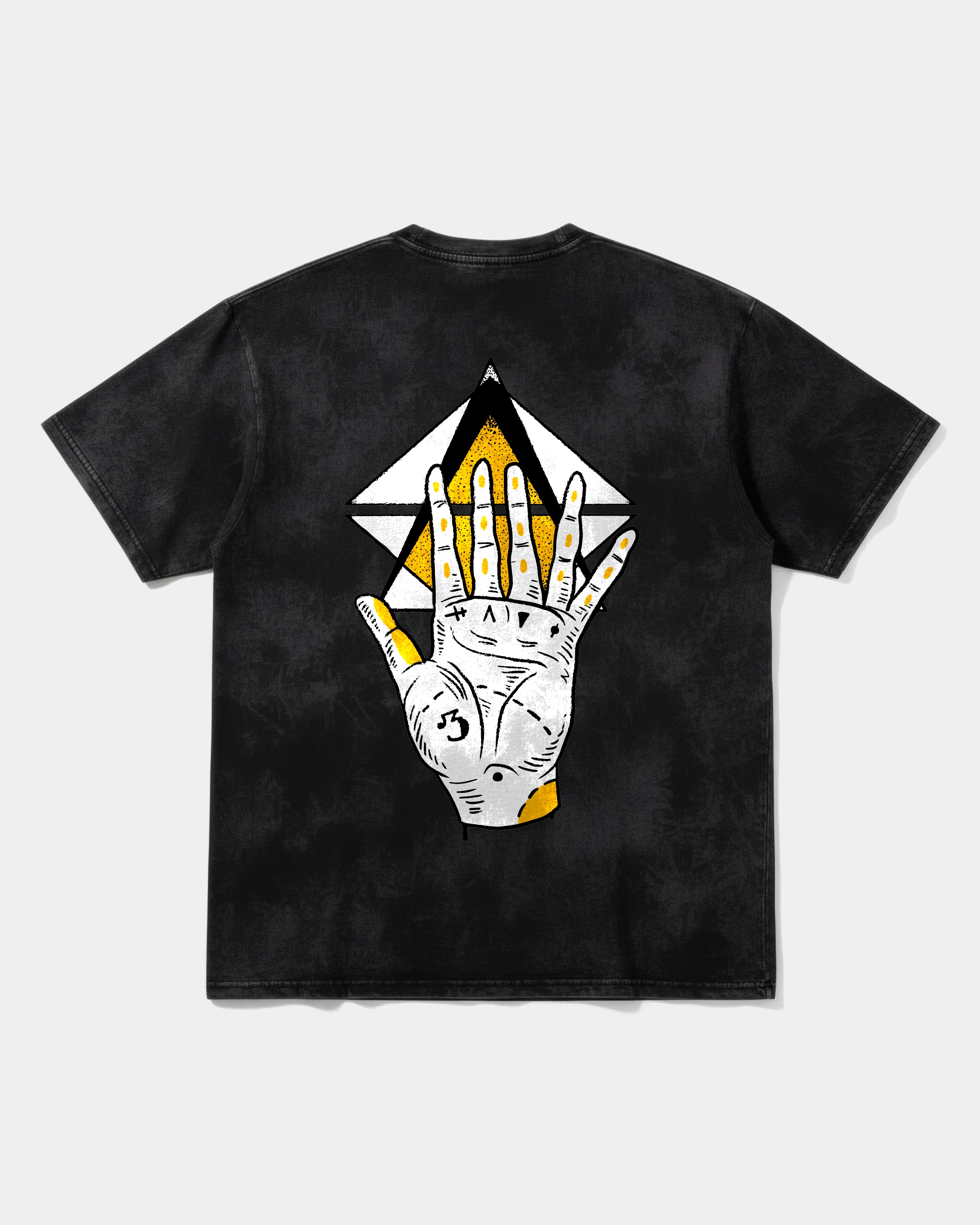 Camiseta Iluminati Hand Big Back Oversize Acid Negro