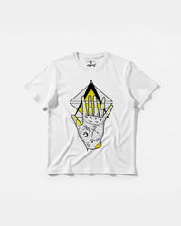 Camiseta Iluminati Hand Big Front Regular Basic Blanco