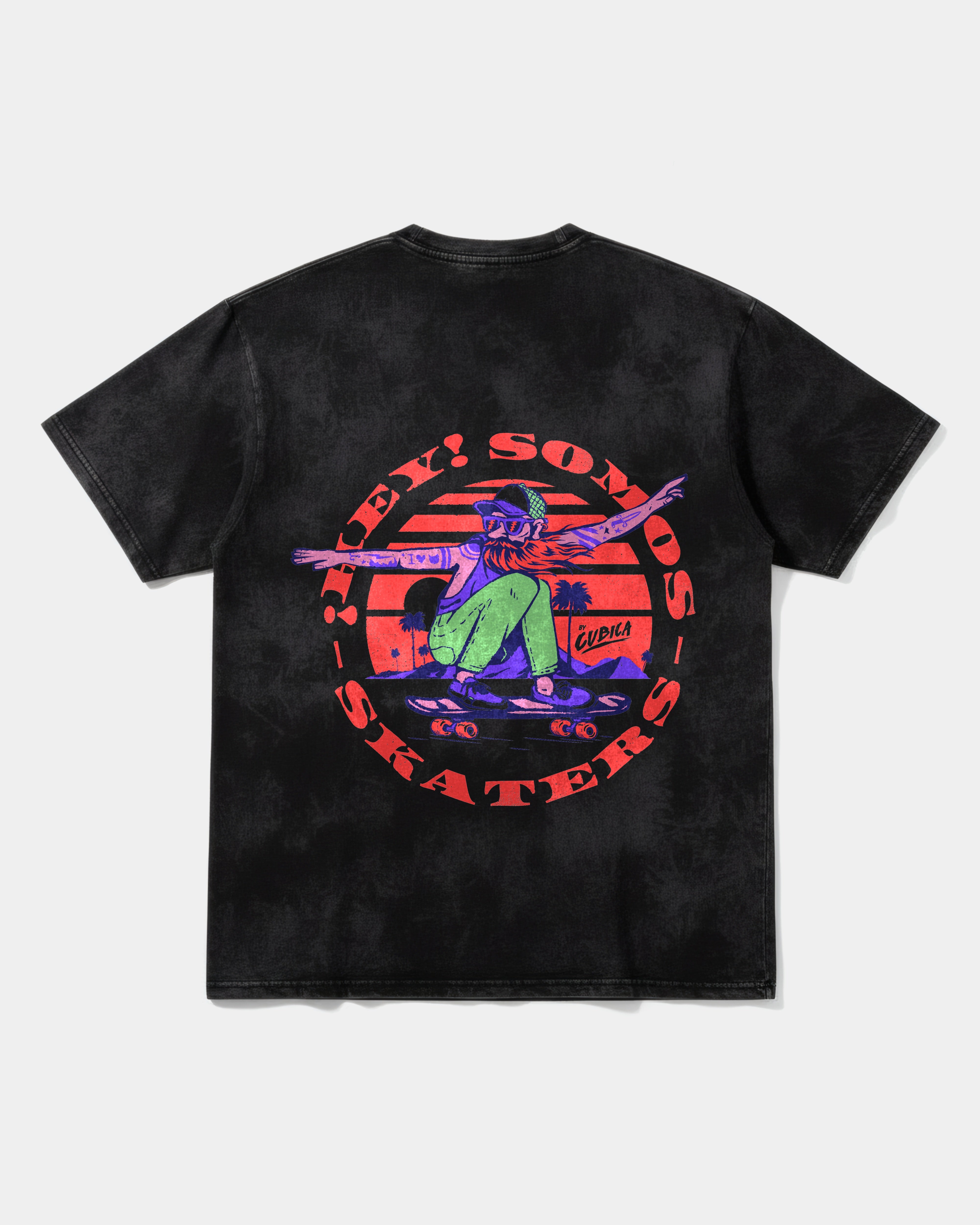Camiseta Somos Skater Pocket Espalda Oversize Acid