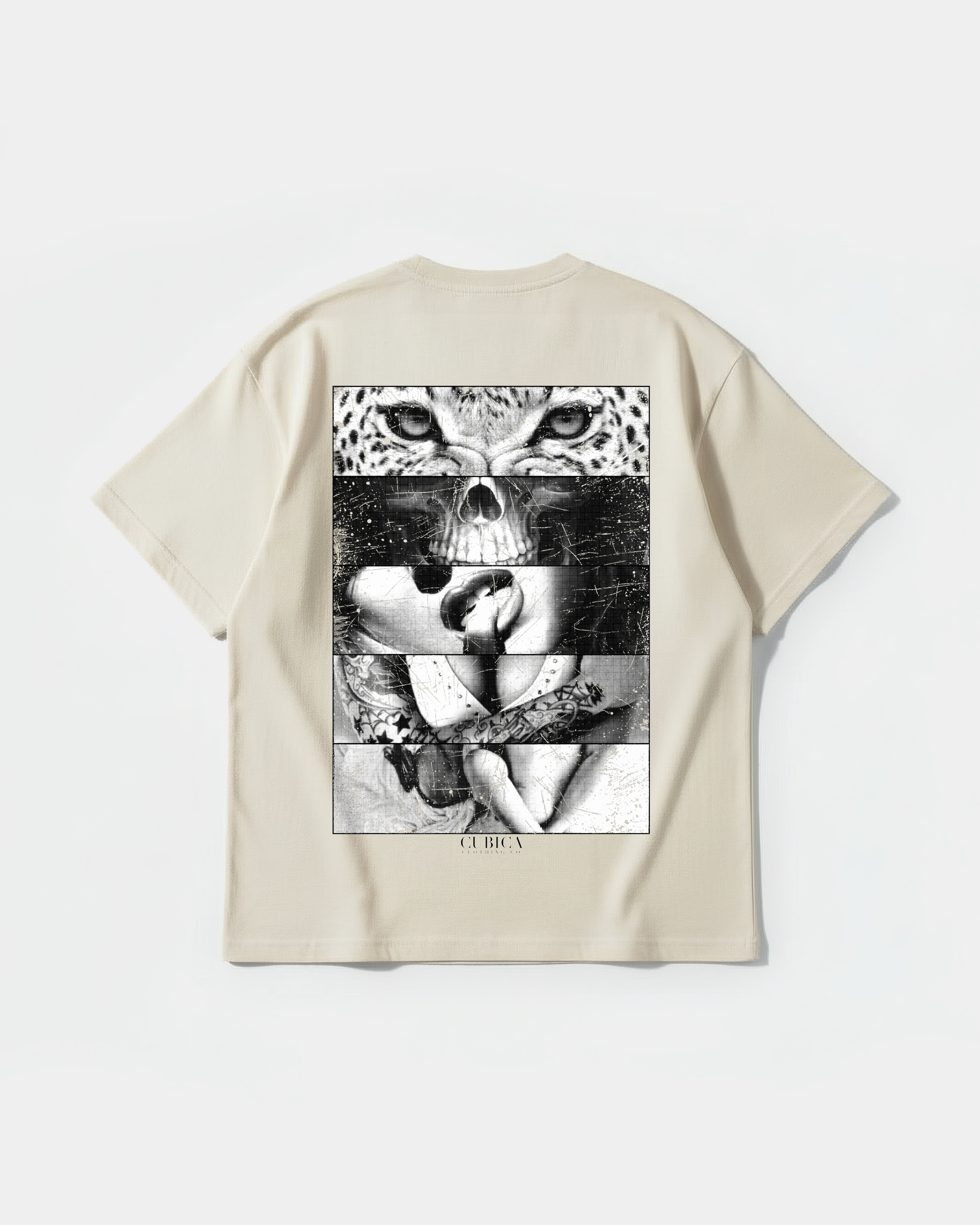 Camiseta Panter Skull Big Back Oversize Basic Beige