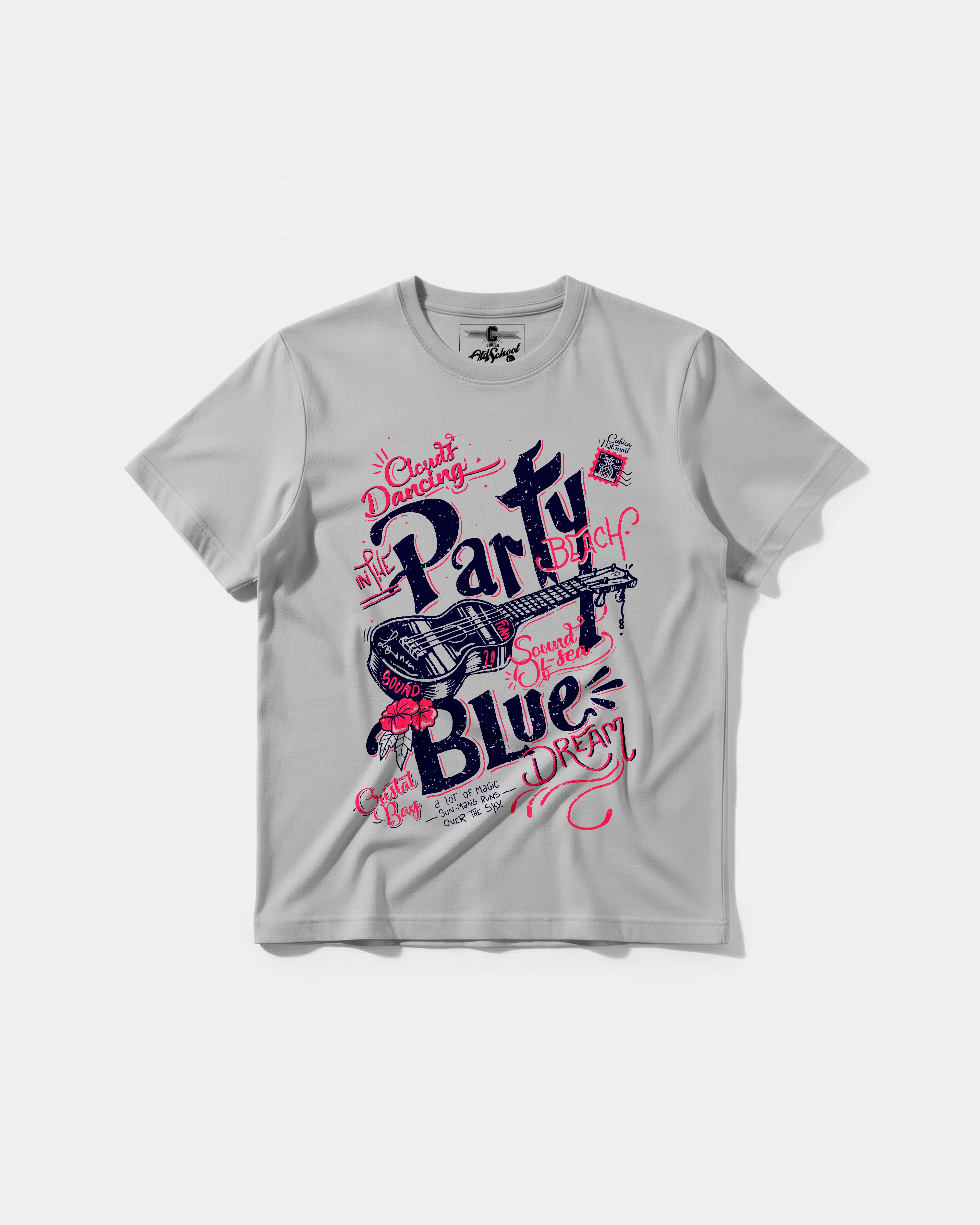 Camiseta Party Beach Big Front Regular Basic Gris